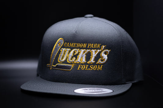 Lucky's Classic Logo Hat | White & Yellow on Grey