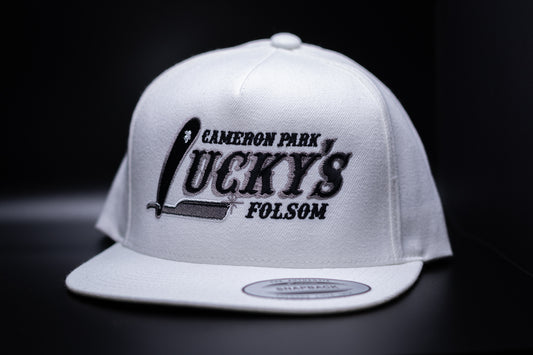 Lucky's Classic Logo Hat | Black & Silver on White