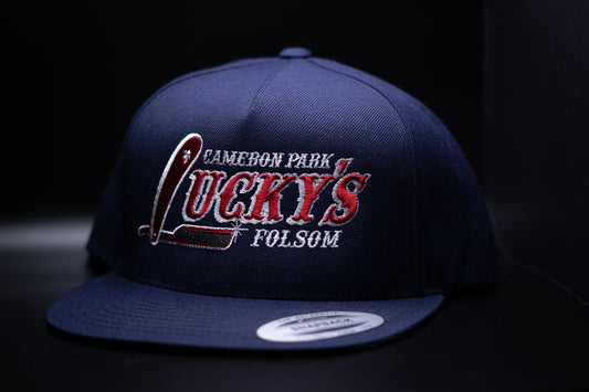 Lucky's Classic Logo Hat | Red on Navy